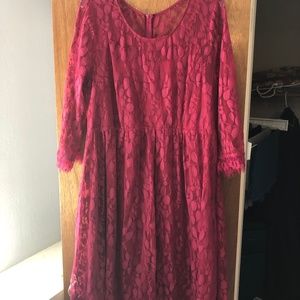 Red Lace 3/4 Sleeve Dress, NWT Size 16